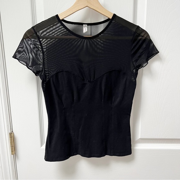 Free People Intimately Sheer Mesh Top in Black - Picture 2 of 5